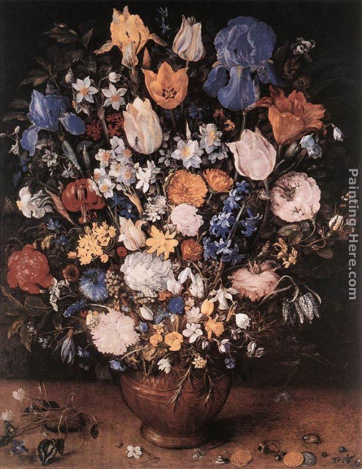 Jan the elder Brueghel Bouquet in a Clay Vase